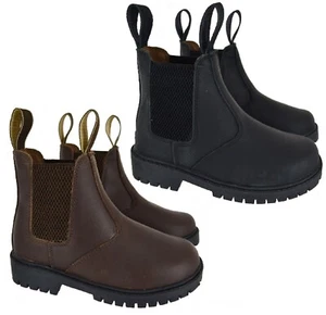 NEW KIDS BOYS GIRLS DEALER CHELSEA SCHOOL ANKLE PULL UP LEATHER BOOTS SHOES SIZE - Picture 1 of 16