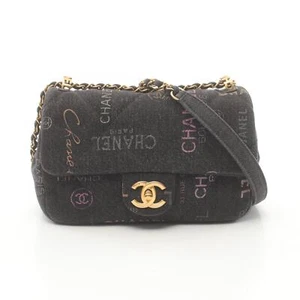 CHANEL Matelasse small flap Shoulder Bag AS3134 denim Black Multicolor Used Coco - Picture 1 of 9