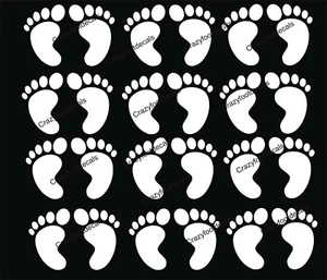Set of 12 White  VINYL Baby Feet, 2" each perfect for baby shower, decorating - Picture 1 of 1
