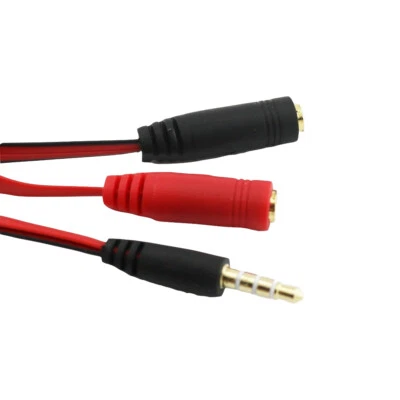 10x 3.5mm 1/8" 4 Pole 3 Ring Male To 2x3.5mm Female TRRS AUX Audio Adapter Cable - Image 1 of 4