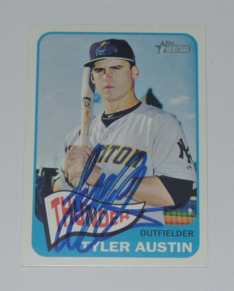 Tarjeta Topps Heritage Minors #14 Yankees Twins 2014 firmada por Tyler Austin Foto 1 de 1