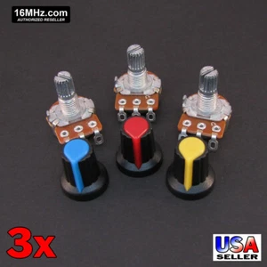3x 10K Ohm Linear Taper Lötfahne Potentiometer B10K schwarz Regler USA 3 Stück U64 - Bild 1 von 4