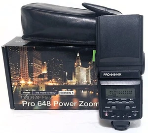 Vtg Vivitar Pro 648 Power Zoom DSLR AF Shoe Mount Flash Tested w/ Box - Picture 1 of 12