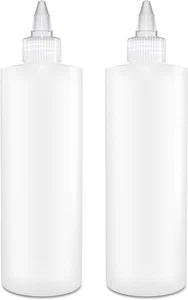 Condiment Squeeze Bottles, 16 OZ Empty Squirt Bottle, Clear Twist Top Cap, Leak - Picture 1 of 4