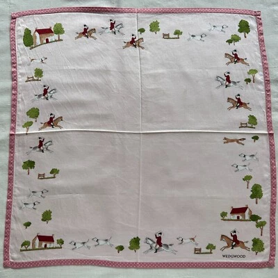 Pañuelo de Colección Algodón Dibujos Animados Hombre Montar Caballo y Perros Corre Patrón Pañuelo 19" Foto 1 de 4