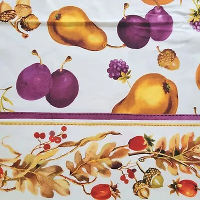 Autumn Bounty Mi Liss Cotton Fabric Plum Pear Berries Fall Acorn 43 X 3 Yds - Image 1 of 4