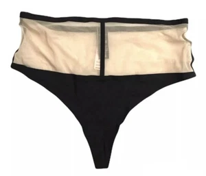 Victoria's Secret sehr sexy Netz-String-Tanga schwarz nude hoher Bund S neu mit Etikett - Bild 1 von 9