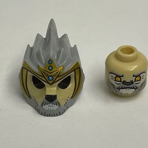 Lego The Legends of Chima Lagravis Mask Head Gray Beige Gold Blue Replacement - Picture 1 of 6