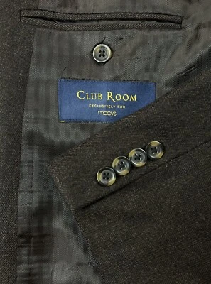 Abrigo Blazer Chaqueta Deportivo Club Room Para Hombre 46R Marrón Espiga [A-2096] Foto 1 de 4