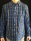Mens Large American Eagle Outfitters Button Up Long Sleeve Shirt Blue Plaid Usa