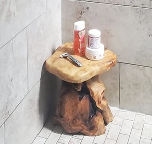 Rustic Cedar Tree Stump Plant Stand Stool Unique Solid Wood Side End Table 14" H - Picture 1 of 18