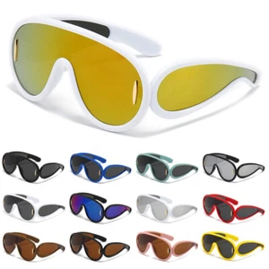 Oversized Sunglasses for Women Men Chic Fashion Shield Sunglasses Designer Style - Picture 1 of 26