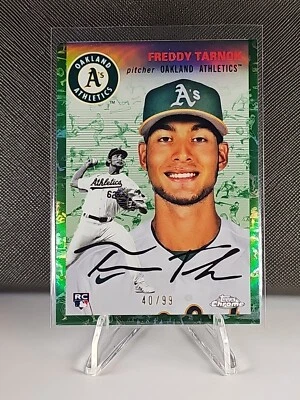 2023 Topps Chrome Platinum Freddy Tarnok RC#137 - Toile White/Green /99 Oak A's - Image 1 of 2