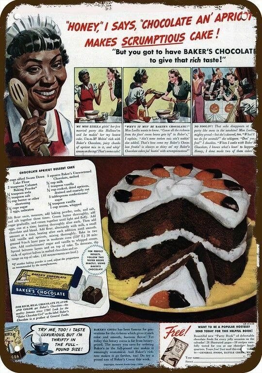 1939 BAKER'S CHOCOLATE Vintage-Look-Edge DECORATIVE REPLICA METAL SIGN - Image 1 of 1