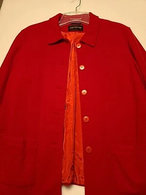 Blazer para mujer Giorgio Sant'Angelo rojo con botones con 2 bolsillos delanteros abiertos; talla 14 Foto 1 de 4