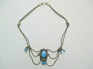 SILBER COLLIER °925 / 1000° Trachtenschmuck °Tula Silber° TÜRKISFARBENE STEINE - Picture 1 of 12