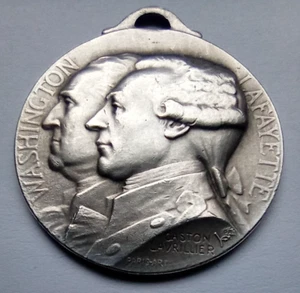 LAFAYETTE & WASHINGTON / AMERICA & FRANCE 1917 FRIENDSHIP FRENCH WWI MEDAL - Picture 1 of 3