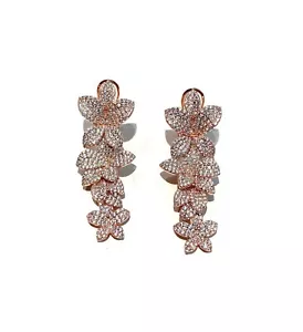 Orecchini eleganti zirconi bianchi argento sterling rosé perno e clips - Foto 1 di 3