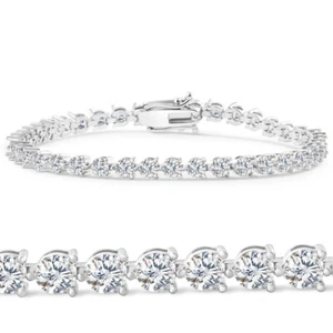 3.30 - 8.20Ct TW Diamond 3-Prong Tennis Bracelet 7" 14k Gold Lab Grown - Picture 1 of 8