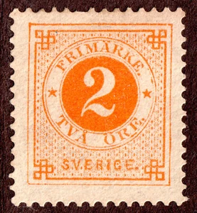 Sweden 40 Frimarke 2 öre Ringtype Posthorn on back MH - Picture 1 of 2