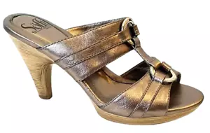 Sofft Isola LEATHER SLIP ON Pewter Gray Open Toe Strappy Women's Heels Sandal-7M - Picture 1 of 16