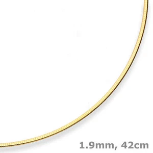 1,9mm Tondakette Ovalo Collar Omega-Maduro Collar De 333 Oro Amarillo 42cm - Imagen 1 de 3