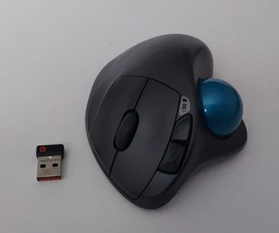 Logitech M570 Wireless Trackball Mouse Black w/ Bluetooth Dongle - Image 1 of 4