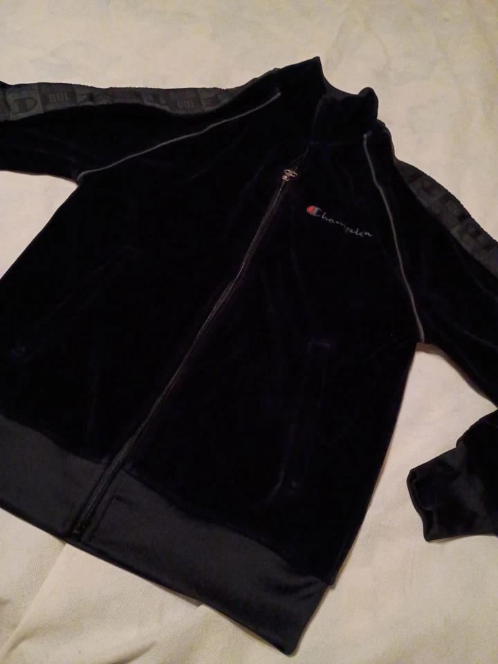Champion 100 Years velour track jacket Black Small Full Zip - Image 1 of 4