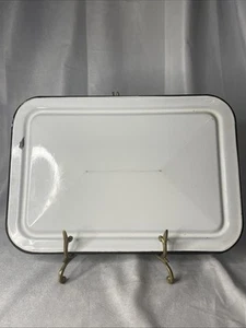 Vtg Rectangular Enamelware White Refrigerator Box Container Lid 13.25 X 9 3/16” - Picture 1 of 6