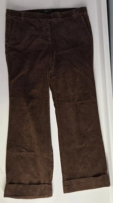 J. Pantalones para mujer Crew 12 calce curvilíneo pierna ancha marrón pana puños ambiente años 70 Foto 1 de 4