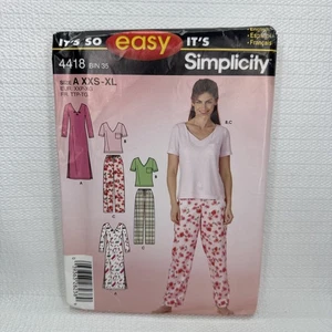 Pijama Simplicity 4418 Misses PJ Vestido Ropa de Salón Patrón 4-24 Sin Cortar - Imagen 1 de 4