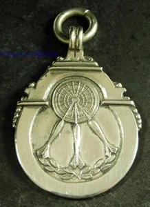 Vintage Solid Sterling Silver Darts Sporting Pocket Watch Albert Chain Fob Medal - Picture 1 of 8