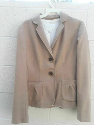 CHAQUETA BLAZER BANANA REPUBLIC Tostado Mezcla Lana Forrada con Botones Camel Recortada M Foto 1 de 4