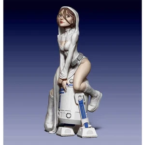 Kit Modelo Impresión 3D 1/24 75mm Niña Star Wars Princesa y R2-D2 Sin Pintar - Imagen 1 de 3