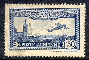 STAMP / TIMBRE DE FRANCE POSTE AERIENNE OBLITERE N° 6 AVION SURVOLANT MARSEILLE - Picture 1 of 1