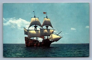 Postcard Vtg Transportation Ship Boat Mayflower II Plymouth Massachusetts - Picture 1 of 2
