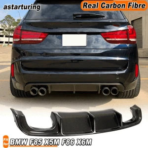 Fit for BMW X5M F85 X6M F86 15-19 REAL Carbon Rear Bumper Diffuser Lip Spoiler  - Bild 1 von 10