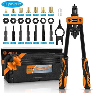 Kit de herramientas de tuerca de remache de 14" con 100 tuercas de remache y 6 mandriles de Hardell - Imagen 1 de 7
