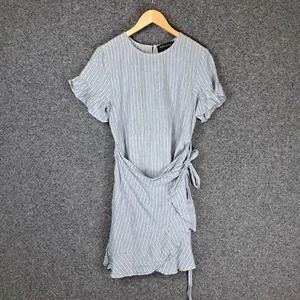 Decjuba Womens Wrap Dress Size 10 Blue Striped - Picture 1 of 10