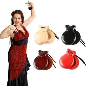 2Pcs Traditional Spanish Castanets Wood Flamenco Dance Castanets Hand Castanets - Picture 1 of 15