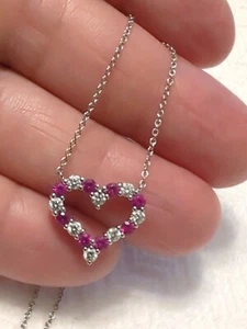 Tiffany & Co. Platin Diamant und Rubin Herz Anhänger Halskette - Bild 1 von 21
