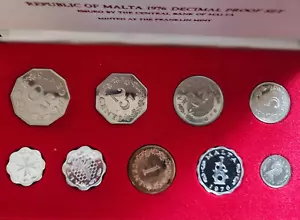 1976 Decimal Proof Set, Republic of Malta, Case & COA - Picture 1 of 2