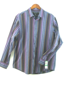 INC International Concepts Men's L Shirt Multi Color Striped Button Long Sleeves - Picture 1 of 11
