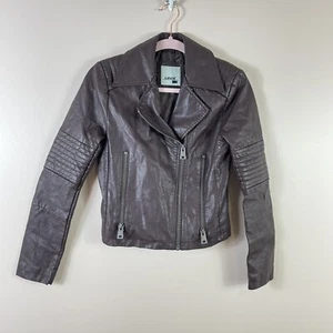 LEVI'S womens size XS brown faux vegan leather ribbed sleeve moto jacket - Picture 1 of 4