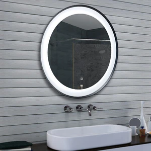 LED Badezimmerspiegel Wandspiegel Touch dimmbar schwarz Aluminium Badspiegel 80 - Bild 1 von 5