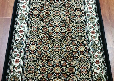 Rug Depot Traditional Oriental Hall and Stair Runner - 26" Wide Black Rug Runner - Image 1 of 4