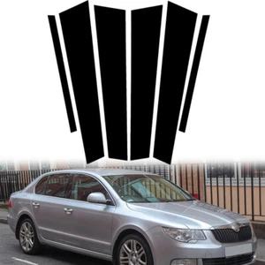 6x Gloss Black Pillar Posts Door Trim Cover Fit For Skoda Superb 2009-15 B6 (3T) - Bild 1 von 14