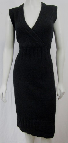 Maglione Chanel 40 8 Abito Nero 100% Maglia Cashmere A V Collo Abito Classico RARO