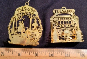 Original 2 Tulsa Oklahoma Christmas Ornament 1987 &1988 by WD Inc and Tamerlane - Picture 1 of 11