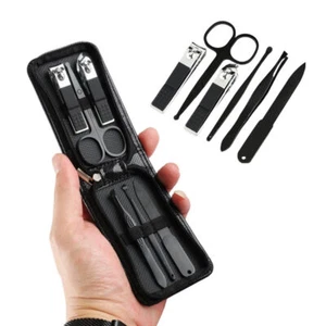 6 tlg Reise Maniküre Set Profi Nagelpflegeset Nagelknipser Pinzette Feile Etui - Bild 1 von 12
